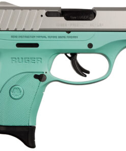 Ruger EC9s 9mm Striker-Fired Pistol with Turquoise Grip Frame and Satin Aluminum Cerakote Slide